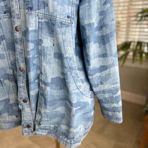 Duluth Trading Organic Cotton Chambray Blue Camo Garden Smock Sz XL - Picture 5 of 14